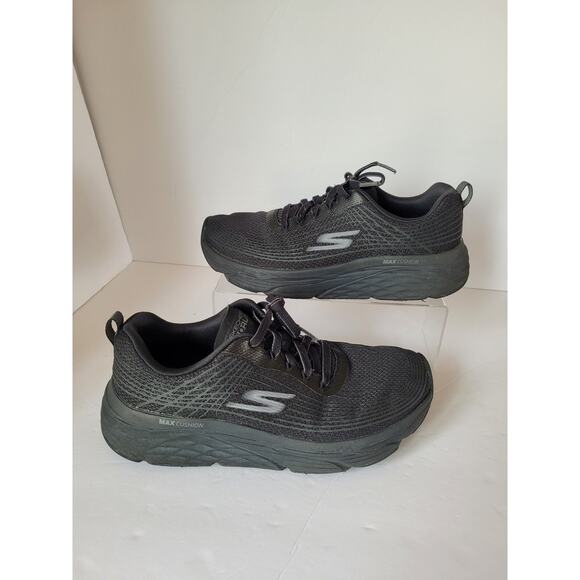 Skechers WMS 9.5 Go Run Max Cushion Shoes Sneaker Black Lace Up Low - Picture 2 of 12